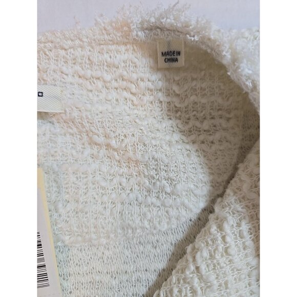 Max Studio London Frayed Trim Longline Cozy Cardigan Ivory Pockets Size 2X New - Picture 5 of 16